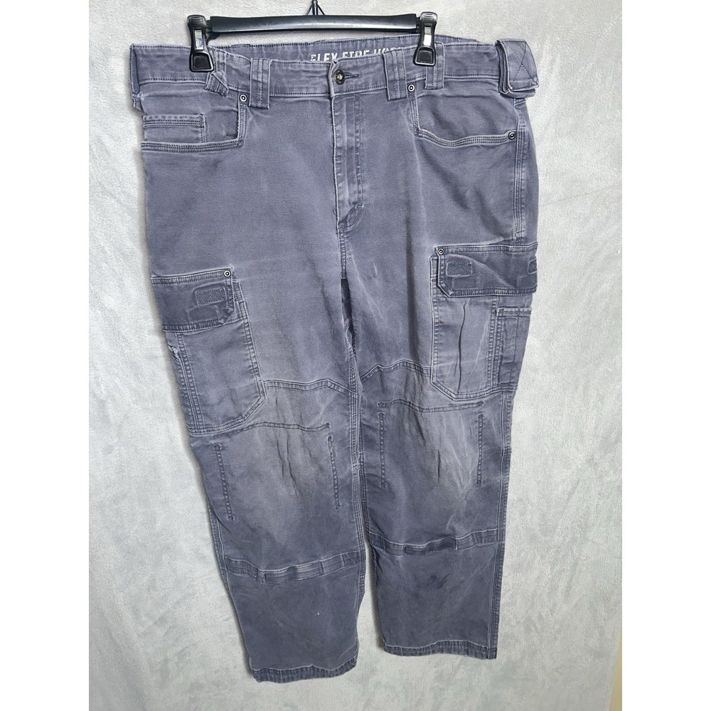 Duluth Trading Co Flex Fire Hose Pants Mens 38x28 Gray Relaxed Fit Workwear